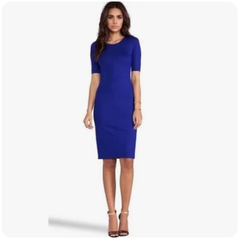 Diane von Furstenberg Scoop Neck Knee-Length Blue Dress SzM